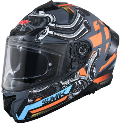 SMK Typhoon Motorbike Helmet(Grey and Orange)