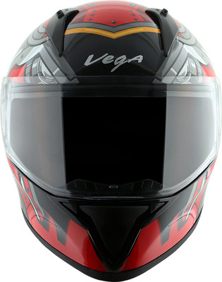 VEGA BOLT SUPERHERO FULL FACE BLACK RED M SIZE Motorsports Helmet(GLOSSY)