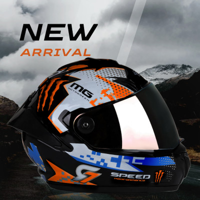 FOROLY Auto Green Speed MG-23 ABS Material with Rainbow visor Motorbike Helmet(Orange)