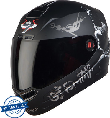 Steelbird SBA-1 Mahdev Matt Motorbike Helmet(Matt Black White with Smoke Visor)