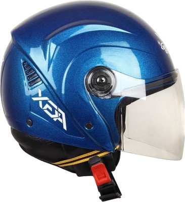 deletion Aura Open Face Unisex Bike/Scooty (MM-1) Motorbike Helmet(Blue)