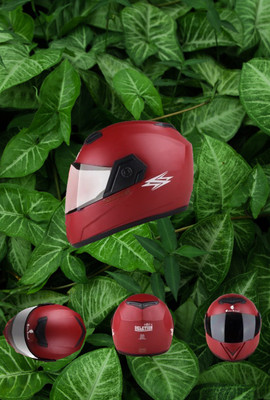 urban carrier ABS Material Full Face Plain Visor, UV Scratch Resistance Motorbike Helmet(Red)