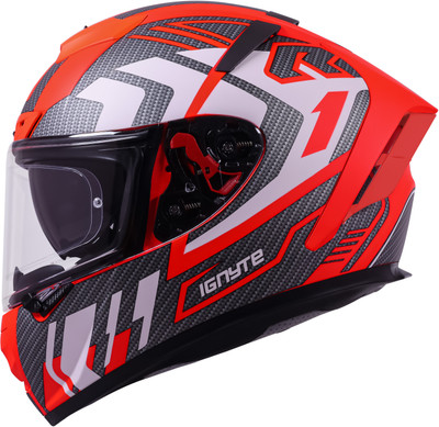 IGNYTE IGN-4 Atomixx ISI/DOT Certified Full Face Graphic Helmet with Inner Sun Shield Motorbike Helmet(Glossy F.Red White)