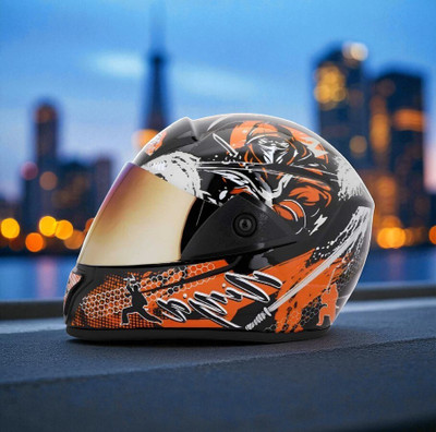 deletion Ninja Rado with Rainbow Visor ABS Material (PP-1) Motorbike Helmet(Orange)