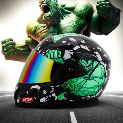 FOROLY Hulk Rado with Rainbow Visor ABS Material (OO-1) Motorbike Helmet(Black)
