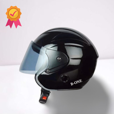 TIGER ONE Open Face Helmet ISI Marked strap for Men & Women Bike & Scooty Riding Motorbike Helmet(Black, B Cap mat)