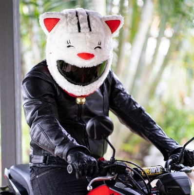 FLUFFNEST CAT Helmet Cover for Motorcycle Helmet, Fun Rides Cat Motorsports Helmet Bike Fairing Kit