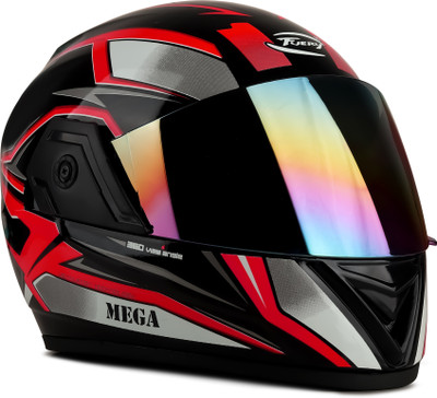 fuery Full Face Mega Jazz 360 Red Helmet Y115 Motorsports Helmet(Red)