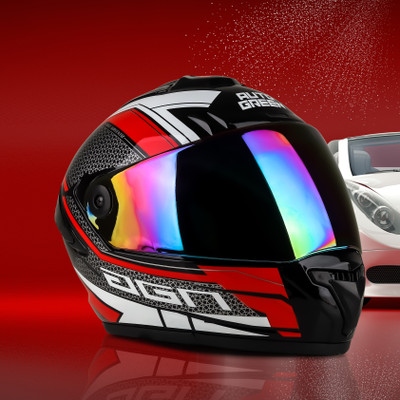 Agx Autogreen Agn Speed with Rainbow Visor Motorsports Helmet(Red)