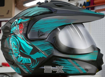 deletion X8 Cyber Graphics Motocross Motorbike Helmet (PP-1) Motorsports Helmet(Blue)