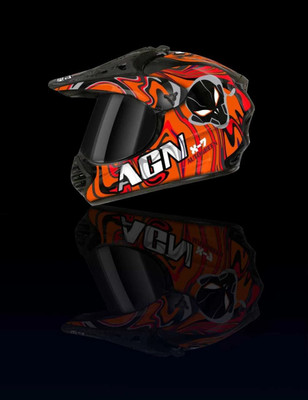 FOROLY Auto Green X-7 Alien ABS Material with Rainbow visor Motorbike Helmet(Red)
