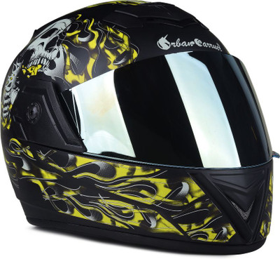 urban carrier ABS Ghost Rider Full Face Rainbow Visor(B21) Motorbike Helmet(Yellow)