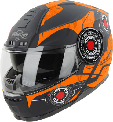 Steelbird Cyber ISI Certified Full Face Graphic Helmet for Men with Inner Sun Shield Motorbike Helmet(Glossy Black Orange)