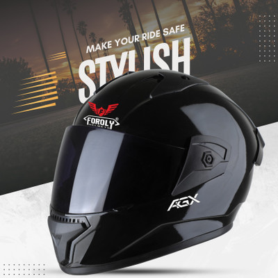 FOROLY Wonder spoiler ABS Material with Rainbow visor Motorbike Helmet(Black)