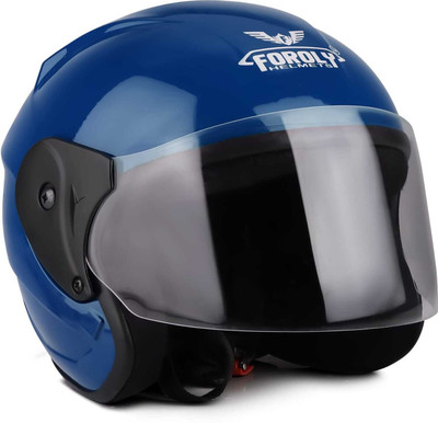 FOROLY Neno Alfha with Anti UV Polycarbonate Visor ABS Material, Unisex Motorbike Helmet(Blue)