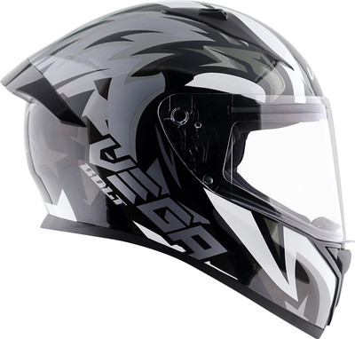 VEGA Bolt Speedx Glossy Motorsports Helmet(Black Grey)