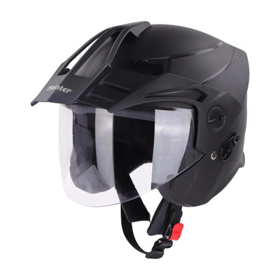 Steelbird SBH-23 Hunter ISI Certified Open Face Helmet Motorbike Helmet(Dashing Black with Clear Visor)