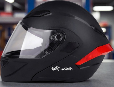 deletion Flip-Up, ABS Material, ISI Certified Unisex PC visor and Anti Odour Cloth (KK-1) Motorbike Helmet(Black)