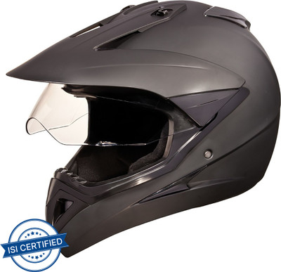 STUDDS MOTOCROSS PLAIN WITH VISOR OFF ROAD FULL FACE Motorsports Helmet(Matt Black)