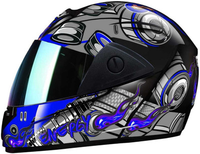 FOROLY Rado Energy Boltt Full Face ABS Material with Rainbow Visor Motorbike Helmet(Blue)