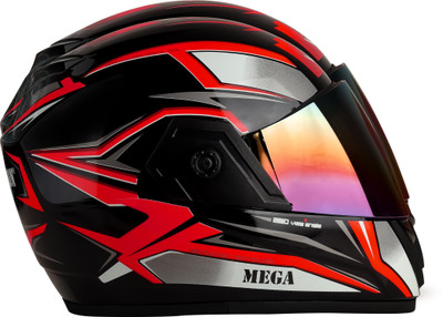 fuery Full Face Mega Jazz 360 Red Helmet Y116 Motorsports Helmet(Red)