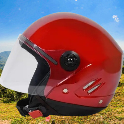 Lxt Red_Half_face_Helmet_with ISI Certified_RE_43 Motorbike Helmet(Red)