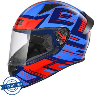 STUDDS Thunder Full Face Helmet D3 with Clear Visor (Blue N2, L) Motorbike Helmet(Blue)