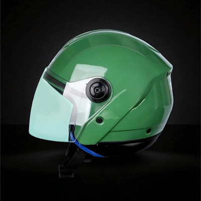 deletion Track with PolyCarbonate Visor ABS Material Unisex (KK-1) Motorbike Helmet(Green)