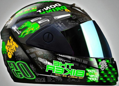 TRINOS Rado Biker ABS Material with Rainbow Visor (PP-1) Motorbike Helmet(Green)
