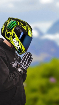 deletion AGN Monster with Rainbow Visor ABS Material Unisex (OO-1) Motorbike Helmet(Green)
