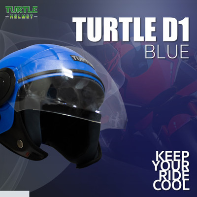 TURTLE D1-M-58-Blue-Clr_HOF@ Motorbike Helmet(Blue)
