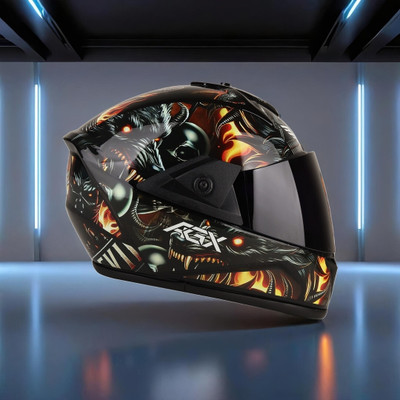 FOROLY Fighter Wolf ABS Material with Black PC visor Motorbike Helmet(Multicolor)