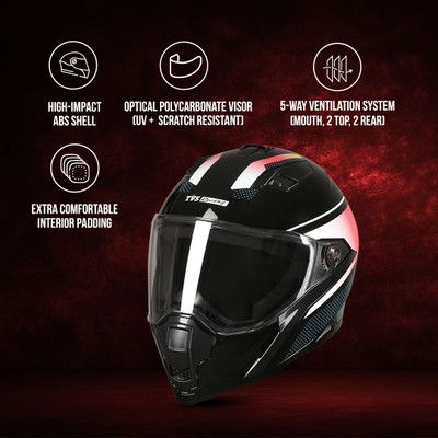 TVS Racing Anti Matter Motorbike Helmet(Glossy Black Red)