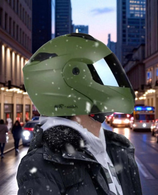TRINOS Deletion Flipup ABS Material with Rainbow Visor (OO-1) Motorbike Helmet(Green)