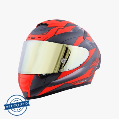 Steelbird SA-2 METALLIC FLUO RED Motorbike Helmet(Red)