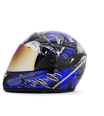 TRINOS Ninja Rado with Rainbow Visor ABS Material (MM-1) Motorbike Helmet(Blue)