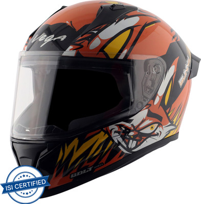 VEGA Bolt Bunny Motorbike Helmet(Black Orange)