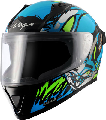 VEGA Bolt Bunny Motorbike Helmet(Black Neon Blue)