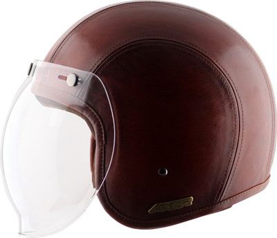 Axor Retro Jet leather Congo Motorbike Helmet(Conaic Dark)
