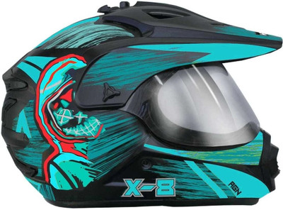 FOROLY Autogreen X-8 Cyber Motocross Scratch Resistant Visor Motorbike Helmet(Blue)