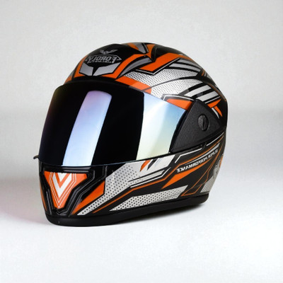 FOROLY D2 Storm with Rainbow Visor ABS Material (MM-1) Motorbike Helmet(Orange)