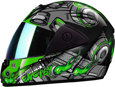 FOROLY Rado Energy Boltt Full Face ABS Material with Rainbow Visor Motorbike Helmet(Green)