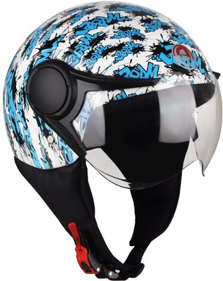 deletion Atom Texture with Anti UV PC Visor ABS Material Unisex (MM-1) Motorbike Helmet(Blue)