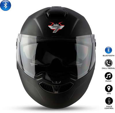 Steelbird Bluetooth Flip Up ISI Certified Helmet for Men with Inner Smoke Sun Shield Motorbike Helmet(Glossy Black)