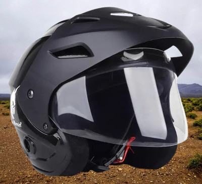 Lxt Black_Nano_Half_face_Helmet_with ISI Certified_BK_69 Motorbike Helmet(Black)