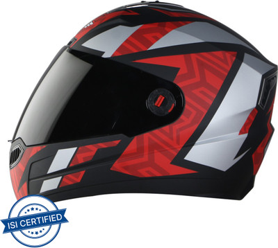 Steelbird SBA-1 CESAR Motorbike Helmet(Matt Black Red with Smoke Visor)