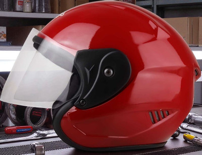deletion Neno Alfha with Anti UV Polycarbonate Visor ABS Material, Unisex (MM-1) Motorbike Helmet(Red)