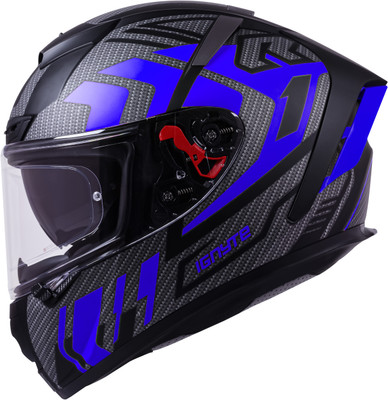 IGNYTE IGN-4 Atomixx ISI/DOT Certified Full Face Graphic Helmet with Inner Sun Shield Motorbike Helmet(Glossy Black Blue)