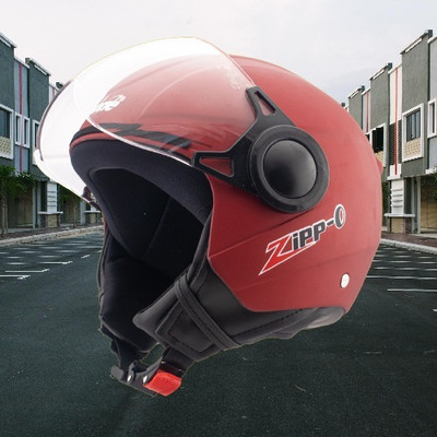 OZONE Ozzy Plain_OF_Unisex_largesize_Oz067 Motorbike Helmet(Red)