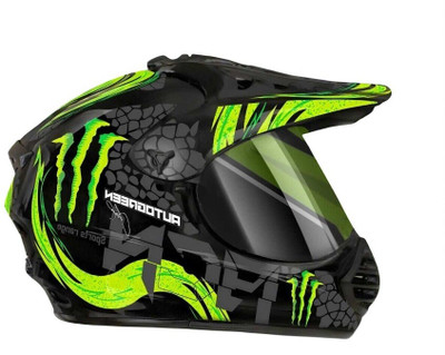 FOROLY Autogreen X7 Agn Monster ABS Material with Pc Visor (MM-1) Motorbike Helmet(Green)